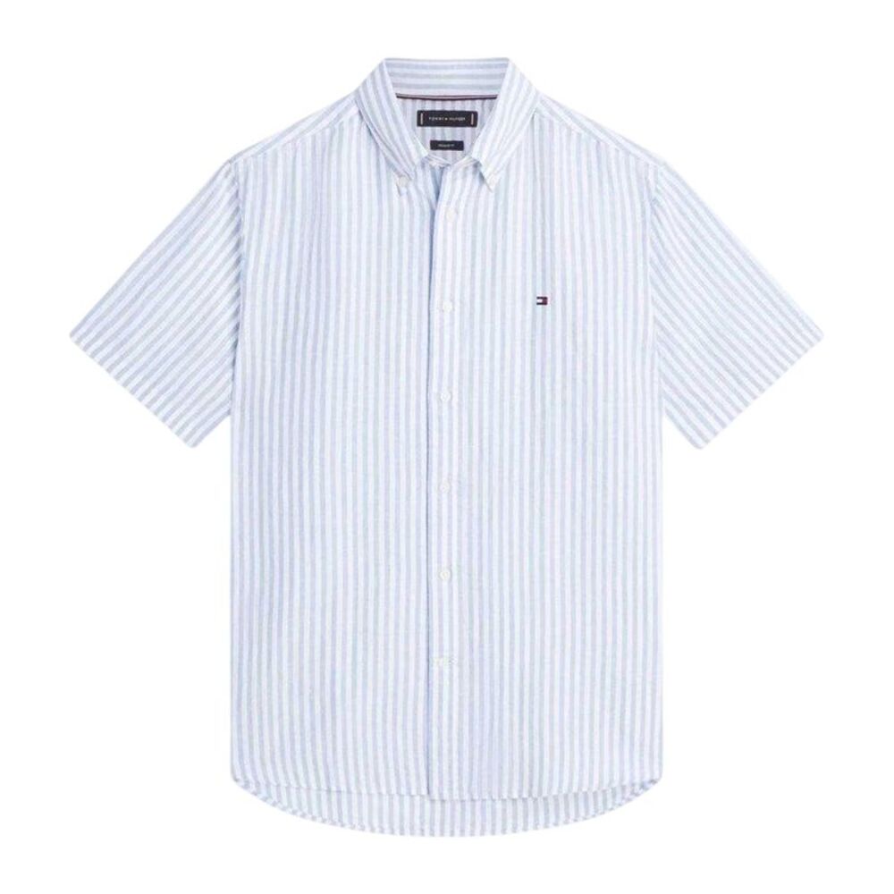 Tommy Hilfiger Mens Vertical Stripe Linen Blend Shirt / Cloud Blue